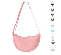 Uwiyo Halbmond Tasche Damen Nylon Crossbody Moon Bag Hobo Halfmoon Bag Halbmond Umhängetasche Dumpling Schultertasche mit verstellbarem Gurt für Damen Mädchen (Rosa)