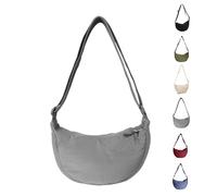 Uwiyo Halbmond Tasche Damen Nylon Crossbody Moon Bag Hobo Halfmoon Bag Halbmond Umhängetasche Dumpling Schultertasche mit verstellbarem Gurt für Damen Mädchen (Grau)