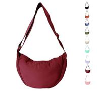 Uwiyo Halbmond Tasche Damen Nylon Crossbody Moon Bag Hobo Halfmoon Bag Halbmond Umhängetasche Dumpling Schultertasche mit verstellbarem Gurt für Damen Mädchen (Burgunderrot)