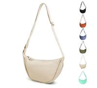 Uwiyo Halbmond Tasche Damen Nylon Crossbody Moon Bag Hobo Halfmoon Bag Halbmond Umhängetasche Dumpling Schultertasche mit verstellbarem Gurt für Damen Mädchen (Beige)