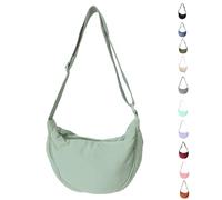 Uwiyo Halbmond Tasche Damen Nylon Crossbody Moon Bag Hobo Halfmoon Bag Halbmond Umhängetasche Dumpling Schultertasche mit verstellbarem Gurt für Damen Mädchen (Hellgrün)