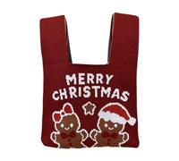 UxicRuya Handtasche mit Geknotetem Handgelenk für Damen, Modische Weihnachts Einkaufstasche Zum Einkaufen Oder Verabredungen, Rot