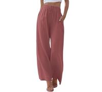 UXSELKCD Leichte Sommerhosen Leinenhose Damen Baumwollhose Damen Sommer Weiße Stoffhosen Hosen Damen Jogpants Elegant Wide Leg Hosen Leinenhosen Weites Bein (RoséGold #1,M)