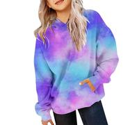 UXSELKCD Strickjacke mädchen Sweatshirt für Mädchen Activewear Süße Baumwollpullover mit Farbverlauf Lässiger für Pullover Langarmshirt Teen Einschulung Kleidung (c-Blue, 9-11 Years)