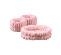 UYFRD 2 Paar Plüsch-Haarbänder aus Korallen-Fleece, wasserdichte Bänder, Gesichtswäsche, saugfähiges Armband, Kopfbedeckung, Haar-Zubehör (Rosa)