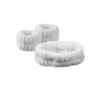 UYFRD 2 Paar Plüsch-Haarbänder aus Korallen-Fleece, wasserdichte Bänder, Gesichtswäsche, saugfähiges Armband, Kopfbedeckung, Haar-Zubehör (weiß)