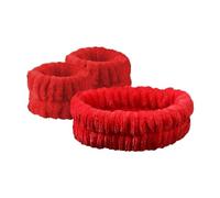 UYFRD Flanell-Kopf-Handbänder-Set, rutschfest, saugfähig, Uni, Make-up, Gesicht, Spa, Yoga, Haar-Handgelenkhalter, Rot, 3 Stück