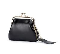 UYFRD Münzgeldbörse für Damen, echtes Rindsleder, modische Geldbörsen, kleine Geldbörsen, elegante Geldbörse, Schwarz , 2pcs