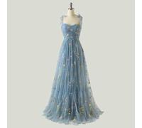UYHBCNQD Elegantes Mesh Long Dress Prinzessin Brautjungfer Kleid Frauen von der Schulter Tüll Abschlussball Kleider formelles Abendpartykleid
