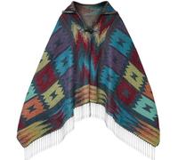 Uyuni Women's Bohemian Casual Shawl Fringe Poncho Cashmere Loose Vintage Patterned Cardigan