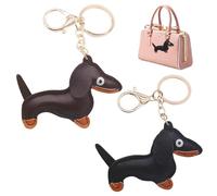 UYVPAER 2 Stück Schlüsselanhänger Dackel, Süße Welpe Hundetasche Anhänger Leder Glücksbringer Dackel Keychain Geschenke Für Lieblingsmensch Frauen Männer Kinder Geburtstag Schlüsselring