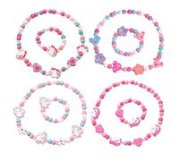 UYVPAER 8 Stück Holz Kinder Schmuck Set, Einhorn Armbänder Mädchen, Kinderschmuck, Einhorn Perlen Perlenkette Für Kinder Mädchen, Prinzessin Mädchen Dress Up Set Halskette Armbänder Kinder Mitgebsel
