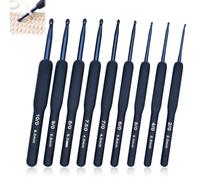 UYVPAER 9 Stück Häkelnadel, Schwarz Häkelnadeln Set, 14Cm Crochet Hook, Ergonomische Häckelnadel Für Häkeln, Geeignet Für Anfänger Und Häkelbegeisterte (2.0/2.5/3.0/3.5/4.0/4.5/5.0/5.5/6.0Mm)