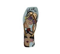 Uzurii, Beach Printed Stella - Blauw, Zehentrenner für Damen, Bequeme und elegante handgefertigte Sandalen, Für den Innen- und Außenbereich, Größe 37/38