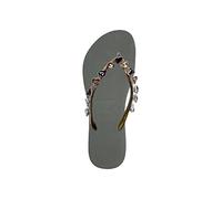 Uzurii, Heart Bronze - Legergroen, Zehentrenner für Damen, Bequeme und elegante handgefertigte Sandalen, Für den Innen- und Außenbereich, Größe 37/38