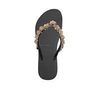 Uzurii, Precious Bloom Gold - Zwart, Zehentrenner für Damen, Bequeme und elegante handgefertigte Sandalen, Für den Innen- und Außenbereich, Größe 41/42