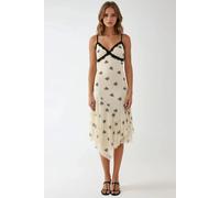V-Ausschnitt Bedrucktes Bodycon-Maxikleid mit Spitze XS