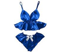 V Ausschnitt Damen Kamisole Spitze Wimpern Schlafanzug Set Reizvolle Bowknot Dessous Sexy Unterwäsche Damen Nachtwäsche Verführung Sexy Dessous