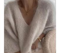 V-Ausschnitt einfarbiger feiner Samt-Strickpullover, Lässig für Herbst/Winter