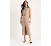 V-Ausschnitt Midi-Kleid mit Knopfverschluss L