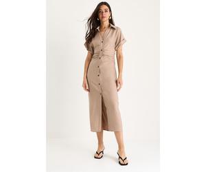 V-Ausschnitt Midi-Kleid mit Knopfverschluss L