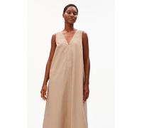 V-AUSSCHNITT POPLIN MAXI-KLEID | 100% Bio-Baumwolle - braun (L)