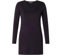 V-Ausschnitt-Pullover BASE LEVEL CURVY "BAS-ANINE-LONG", Damen, Gr. 48, blau (dunkelblau), Feinstrick, Obermaterial: 80% Viskose, 20% Polyamid, leicht glänzend, normal Po-bedeckend, V-Ausschnitt, Pull