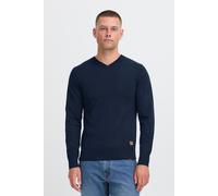 V-Ausschnitt-Pullover BLEND "BHFibi", Herren, Gr. S, marineblaus, Feinstrick, 70% Baumwolle (Recycled), 30% Polyester (Recycled), unifarben, normal normal, V-Ausschnitt, Pullover, Stilvoller Strickpul