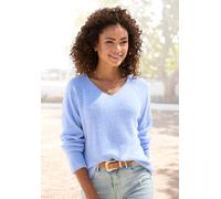 BUFFALO V-Ausschnitt-Pullover Damen blau meliert Gr.44/46