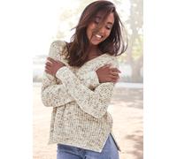 BUFFALO V-Ausschnitt-Pullover Damen braun-creme Gr.36/38
