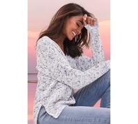 BUFFALO V-Ausschnitt-Pullover Damen grau-creme Gr.32/34