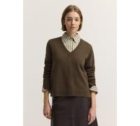 V-Ausschnitt-Pullover BUGATTI "Regular Fit", Damen, Gr. M, 180, oliv, 100% Kaschmir, meliert, regular fit, V-Ausschnitt, Pullover, Kaschmir V-Ausschnitt (64520651-M) 180, oliv