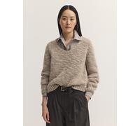 V-Ausschnitt-Pullover BUGATTI "Regular Fit", Damen, Gr. XXL, 60, taupe, 66% Polyamid, 24% Wolle, 8% Polyacryl, 2% Viskose, meliert, regular fit, V-Ausschnitt, Pullover, Regular Fit V-Ausschnitt Melier