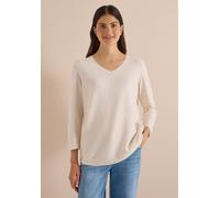 V-Ausschnitt-Pullover CECIL, Damen, Gr. L (42), beige (oat milk beige melange), Web, 60% Baumwolle, 40% Viskose, unifarben, normal normal, V-Ausschnitt, abgesteppt, Pullover, im soften Baumwoll-Mix (6