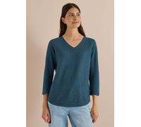 V-Ausschnitt-Pullover CECIL, Damen, Gr. S (38), blau (dull teal blau melange), Pullover, im soften Baumwoll-Mix (49617215-S) dull teal blau melange