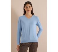 V-Ausschnitt-Pullover CECIL, Damen, Gr. XXL (46), blau (easy blau), Pullover, im soften Baumwoll-Mix (90895069-XXL) easy blau