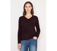 Cecil Damen Bouclé V-Neck Pullover in Rot, Gr: XXL