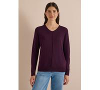 V-Ausschnitt-Pullover CECIL, Damen, Gr. XXL (46), lila (eggplant rot), Web, 60% Baumwolle, 40% Viskose, unifarben, Basic, normal normal, V-Ausschnitt, Rippbündchen, Pullover, im soften Baumwoll-Mix (1
