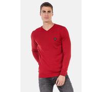 V-Ausschnitt-Pullover CIPO & BAXX "Pullover", Herren, Gr. XXL, rot, 65% Polyester, 35% Viskose, unifarben, regular fit, V-Ausschnitt, Rippbündchen, Pullover, mit V-Ausschnitt, CP242 (61936005-XXL) rot