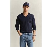 GANT Herren Klassischer V-Neck Pullover aus Baumwolle (S) EVENING Blau