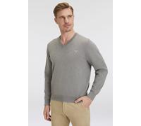 V-Ausschnitt-Pullover GANT "Classic Cotton V-Neck", Herren, Gr. S, grau (dunkelgrau melange), Strick, Obermaterial: 100% Baumwolle, meliert, Basic, regular fit hüftlang, V-Ausschnitt, elastischer Bund
