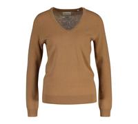 V-Ausschnitt-Pullover GANT "EXTRAFINE LAMBSWOOL V-NECK", Damen, Gr. L, warm khaki, Strick, Obermaterial: 90% Wolle, 10% Polyamid, V-Ausschnitt, Rippbündchen, Pullover (98175813-L) warm khaki