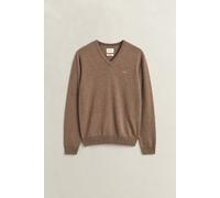 V-Ausschnitt-Pullover GANT "SUPERFINE LAMBSWOOL V-NECK", Herren, Gr. 3XL, braun (light braun melange), Strick, Obermaterial: 100% Wolle, normal, V-Ausschnitt, Rippbündchen, Pullover, regular fit, geri