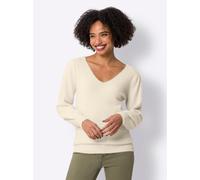 V-Ausschnitt-Pullover HEINE "Pullover", Damen, Gr. 42, beige (champagner), 54% Polyamid, 30% Viskose, 16% Polyester, unifarben, Pullover (94361563-42) champagner
