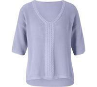 V-Ausschnitt-Pullover HEINE "Pullover", Damen, Gr. 46, blau (bleu), 100% Baumwolle, unifarben, Pullover (70843353-46) bleu