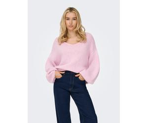 V-Ausschnitt-Pullover JDY "JDYDINEA L/S REVERSIBLE PULLOV. KNT NOOS", Damen, Gr. L, fragrant lila, Strick, Obermaterial: 80% Polyacryl, 20% Polyester, unifarben, loose fit hüftlang, V-Ausschnitt, weit