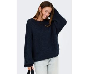 V-Ausschnitt-Pullover JDY "JDYDINEA L/S REVERSIBLE PULLOV. KNT NOOS", Damen, Gr. M, blau (total eclipse), Strick, Obermaterial: 80% Polyacryl, 20% Polyester, unifarben, loose fit hüftlang, V-Ausschnit