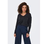 V-Ausschnitt-Pullover JDY "JDYELANORA L/S V-NECK PULLO. KNT NOOS", Damen, Gr. L (40), blau (night sky detail:melange), Strick, Feinripp, Obermaterial: 74% Polyacryl, 20% Nylon, 6% Elasthan, unifarben,