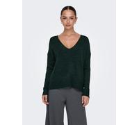 JdY Damen Fein Strickpullover Pullover V-Neck JDYELANORA Longsleeve Sweater Gerippt, Farben:Dunkelgrün, Größe:M