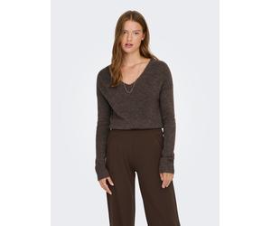 V-Ausschnitt-Pullover JDY "JDYELANORA L/S V-NECK PULLO. KNT NOOS", Damen, Gr. S, bracken detail:melange, Strick, Obermaterial: 74% Polyacryl, 20% Nylon, 6% Elasthan, meliert, figurumspielend hüftlang,